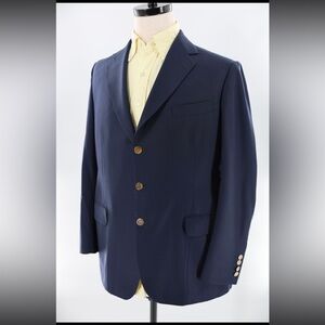 Huntsman Savile Row England Bespoke Bright Navy Gold Button Jacket - 40/42R